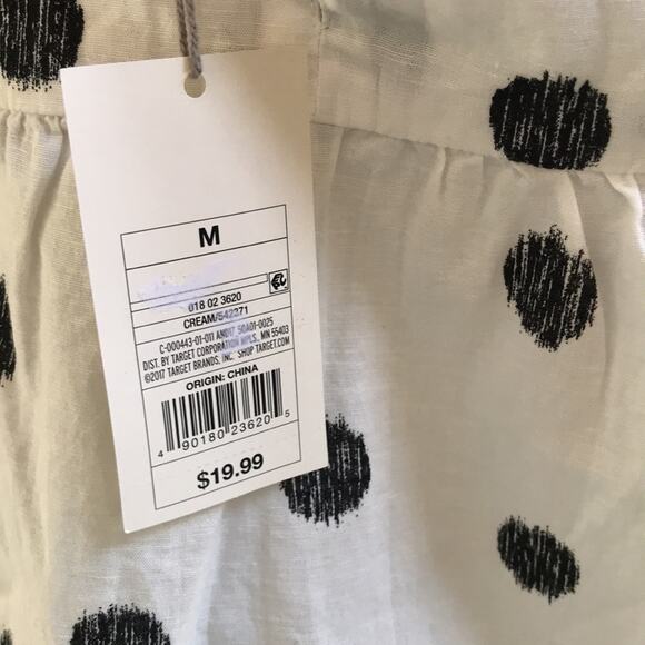 NEW A New Day Cotton Linen Polka Dot Sheer White Black Tank Women's Size M - Picture 7 of 9